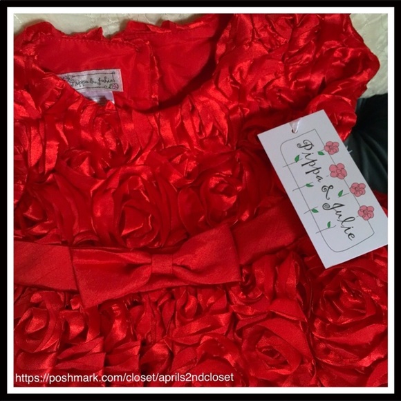 BABY GIRL’S TODDLER RED HOLIDAY CHRISTMAS DRESS - Picture 7 of 8